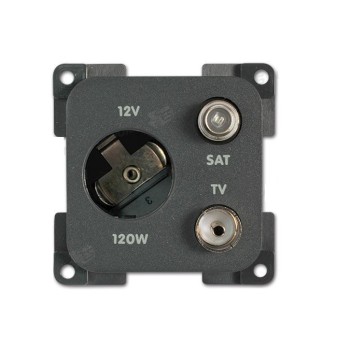 Presa 12V DC + TV + SAT grigia