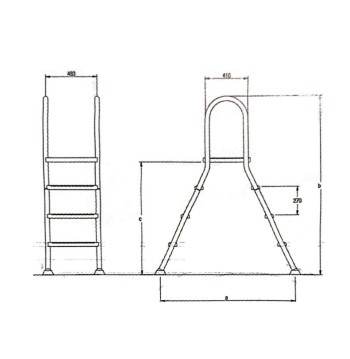 Scaletta ponte inox 4x4 H 129 cm
