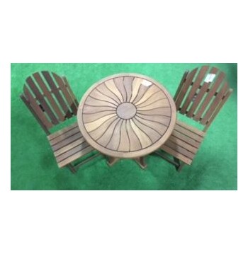 Tavolino tondo in legno con sedie