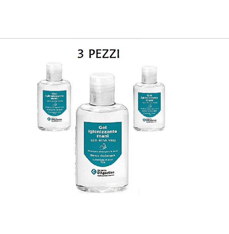Gel igienizzante mani 70% 80ml 3 pezzi