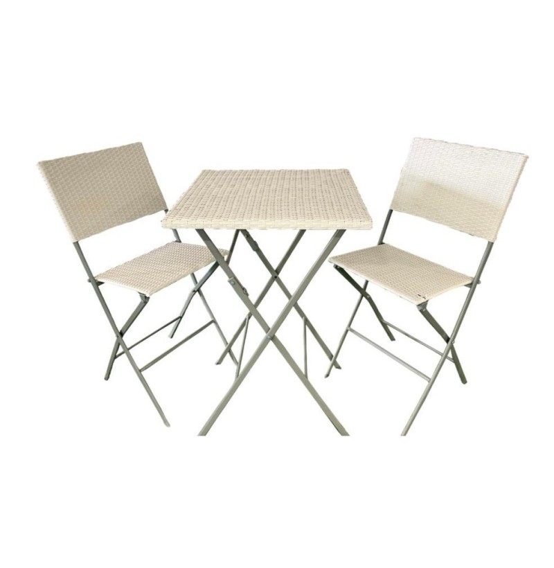 Set mod. basic tavolo e 2 sedie pieghevole bianco