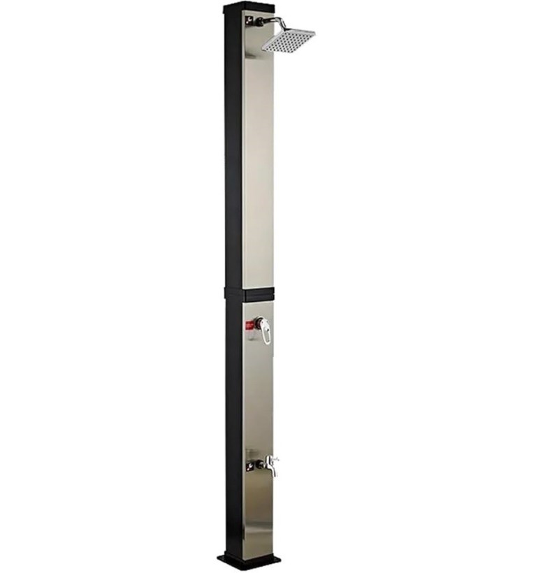 Doccia Rectangular pannello solare e lavapiedi 20l colore nero/acciaio