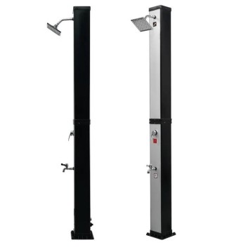 Doccia Rectangular pannello solare e lavapiedi 20l colore nero/acciaio